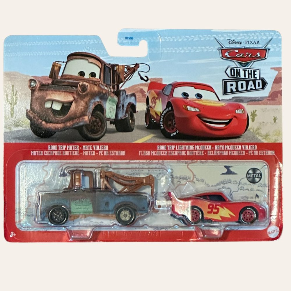 NIP DISNEY PIXAR CARS - 2PACK - Road Trip Mater and Road Trip Lightning McQueen